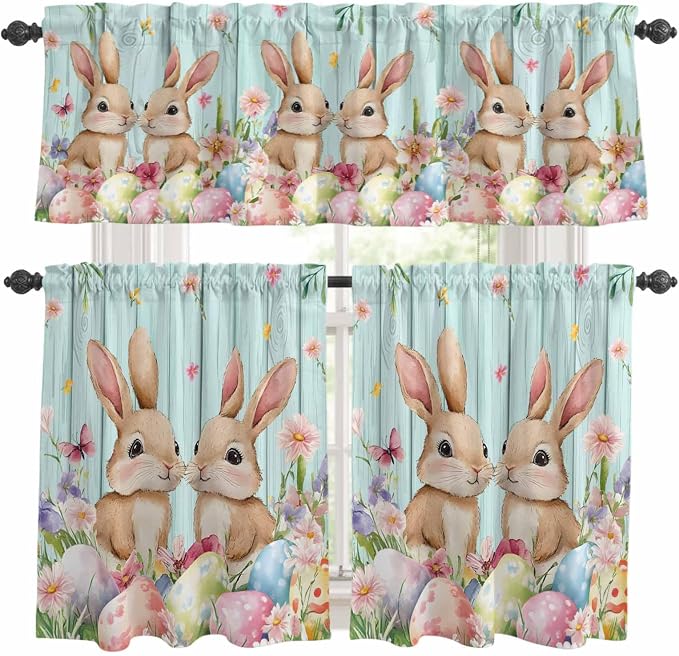 Easter Kitchen Curtains Set 3 Piece