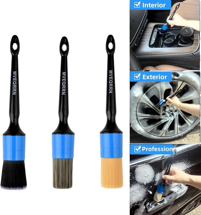 3pcs Car Detailing Brush Set-1pcs Boars Hair Car Detailing Brushes, Leather