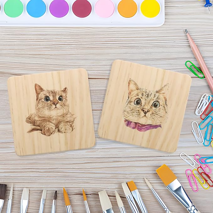 24 Pack 4 Inch Unfinished Square Wood Coasters