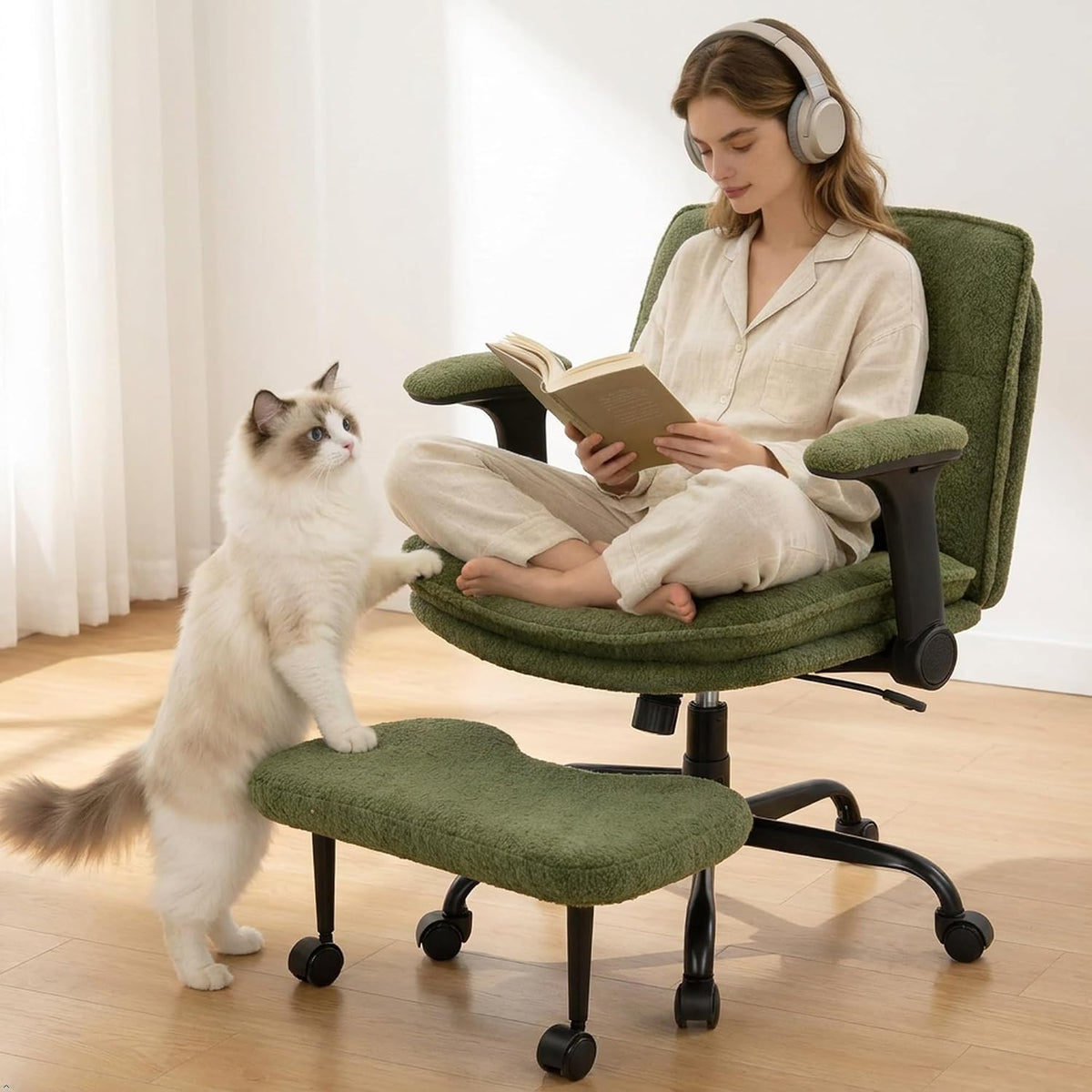 IWMH Cross Legged Office Chair with Flip-up Armrests for ADHD, Extra Wide