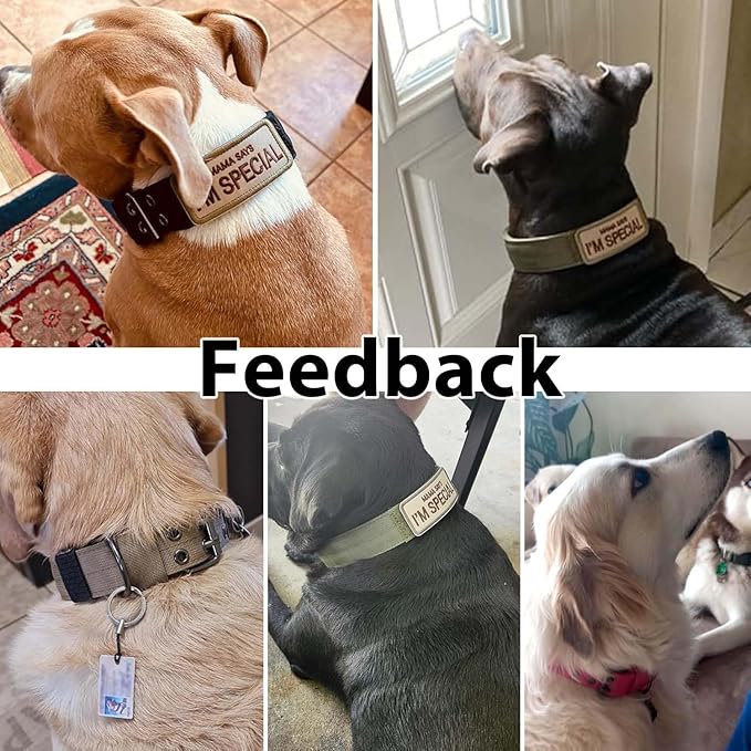 Tactical Dog Collar Military Adjustable Dog Collars Soft Nylon Training Collar with Patch Heavy Duty Metal Buckle Collars for Medium Large Dogs (Brown, XL)
