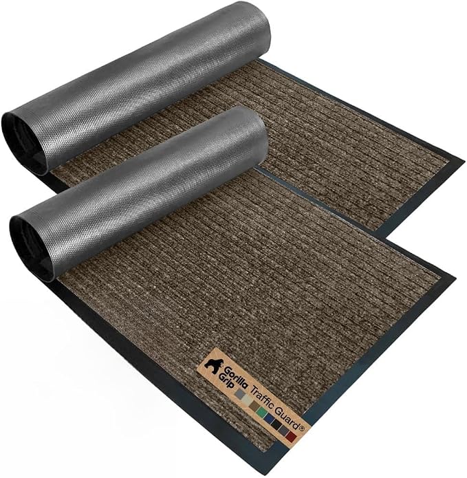 GORILLA GRIP Waterproof Traffic Guard Door Mat, 2 Pack Heavy Duty Entryway Mats