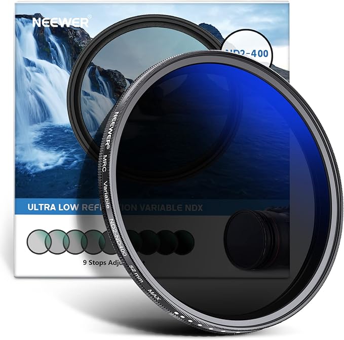NEEWER 52mm Variable ND Filter ND2-ND400, Neutral Density Filter, Water and