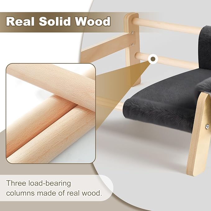 Elevated Cat Couch Bed for Indoor Cats - Wooden Pet Sofa with Removable Washable Thick Cover Raised Kitty Lounge Chair Suitable for Puppy or Small Animals(Cat Sofa Grey)
