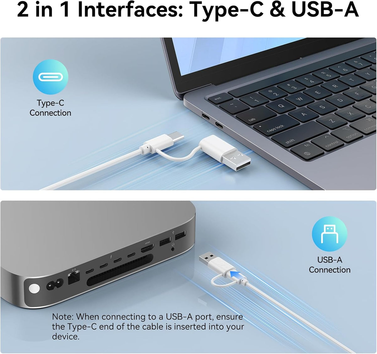 TECKNET USB Wired Keyboard and Mouse for Mac, USB-C/A, Quiet, Slim, White
