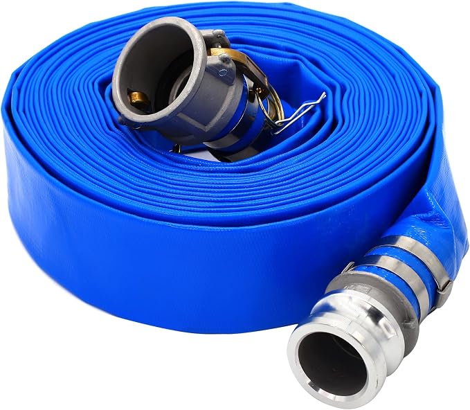 DAVCO 2" ID × 100 ft Pool Backwash Hose, Heavy Duty Reinforced Blue PVC Lay