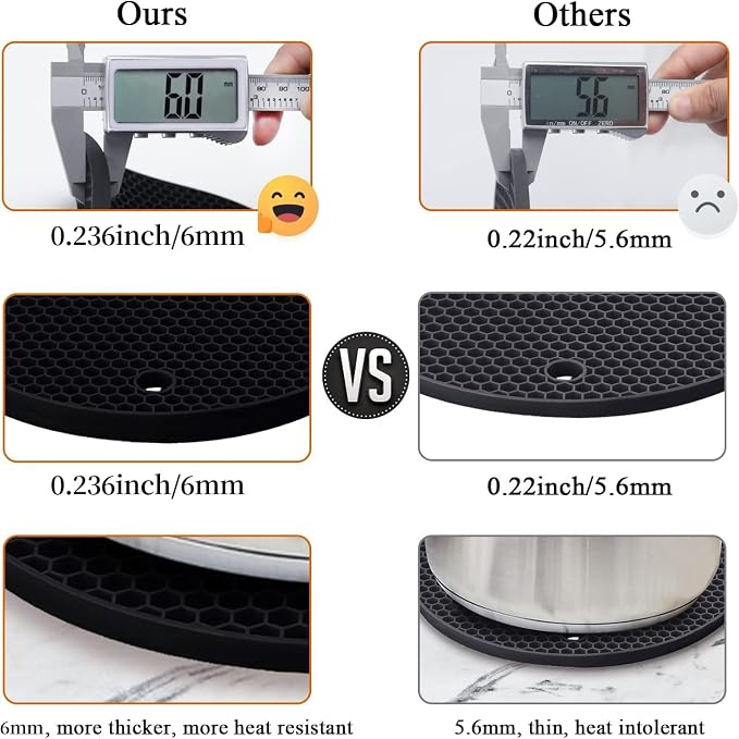 4 Pack Silicone Trivet Mats, 8.7 Inch Flexible Heat Resistant Silicone Hot Pads