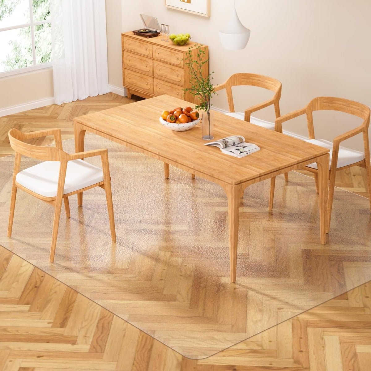 Clear Floor Mat 5'x8' for Under Dining Table – Plastic Waterproof Non Slip
