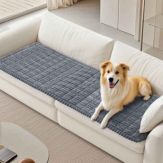 Non Slip Fuzzy Pet Couch Covers for Dog, Washable Couch Cushion Covers for Dogs