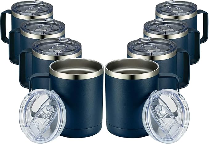 MEWAY 12oz Coffee Mug With Handle 8 Pack Bulk, Stainless Steel Insulated Travel