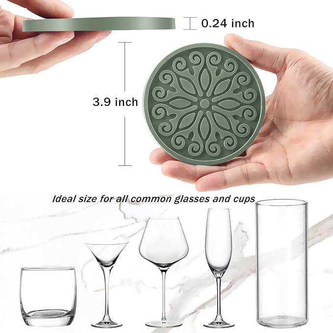 Silicone Coasters for Drinks, Resistant Reusable Drink Coasters-Great Gift for