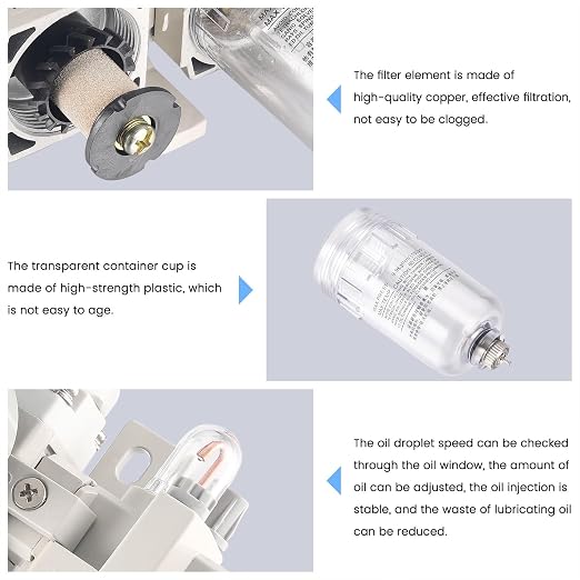 1/4 Inch NPT Compressed Air Filter Air Pressure Regulator Water-Oil Separator