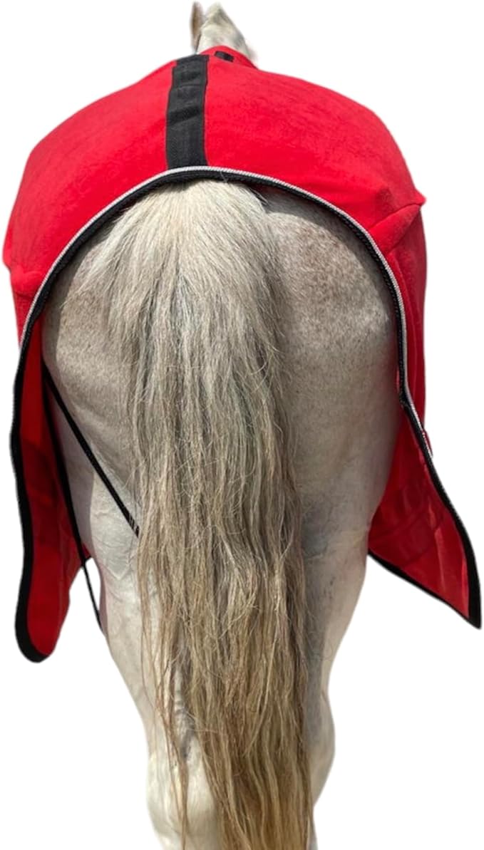 Majestic Ally Anti Pill Fleece Horse Blanket/Sheet with Silver Braided Rope (Red, 76)