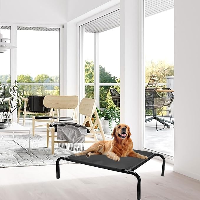 VOSAREA Elevated Dog Bed for Outside Detachable Dog Bed Canopy Comfortable Pet Hammock Indoor Outdoor