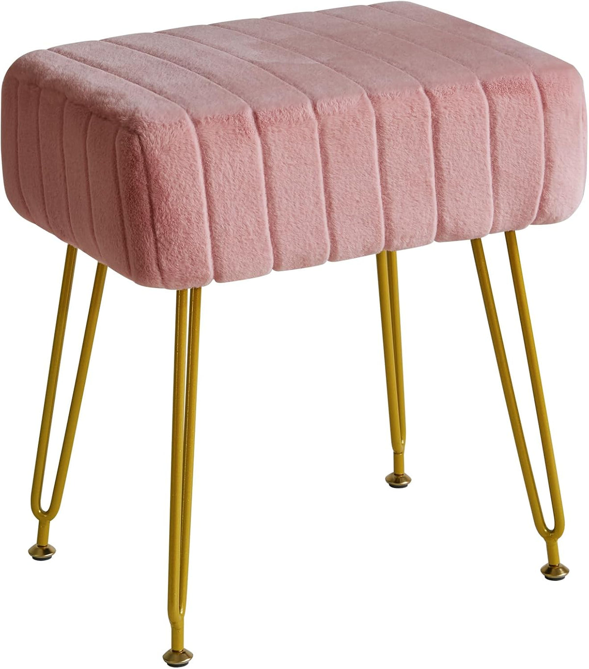 IBUYKE Makeup Vanity Stool, Velvet Rectangular Footrest, Pink LG-51P