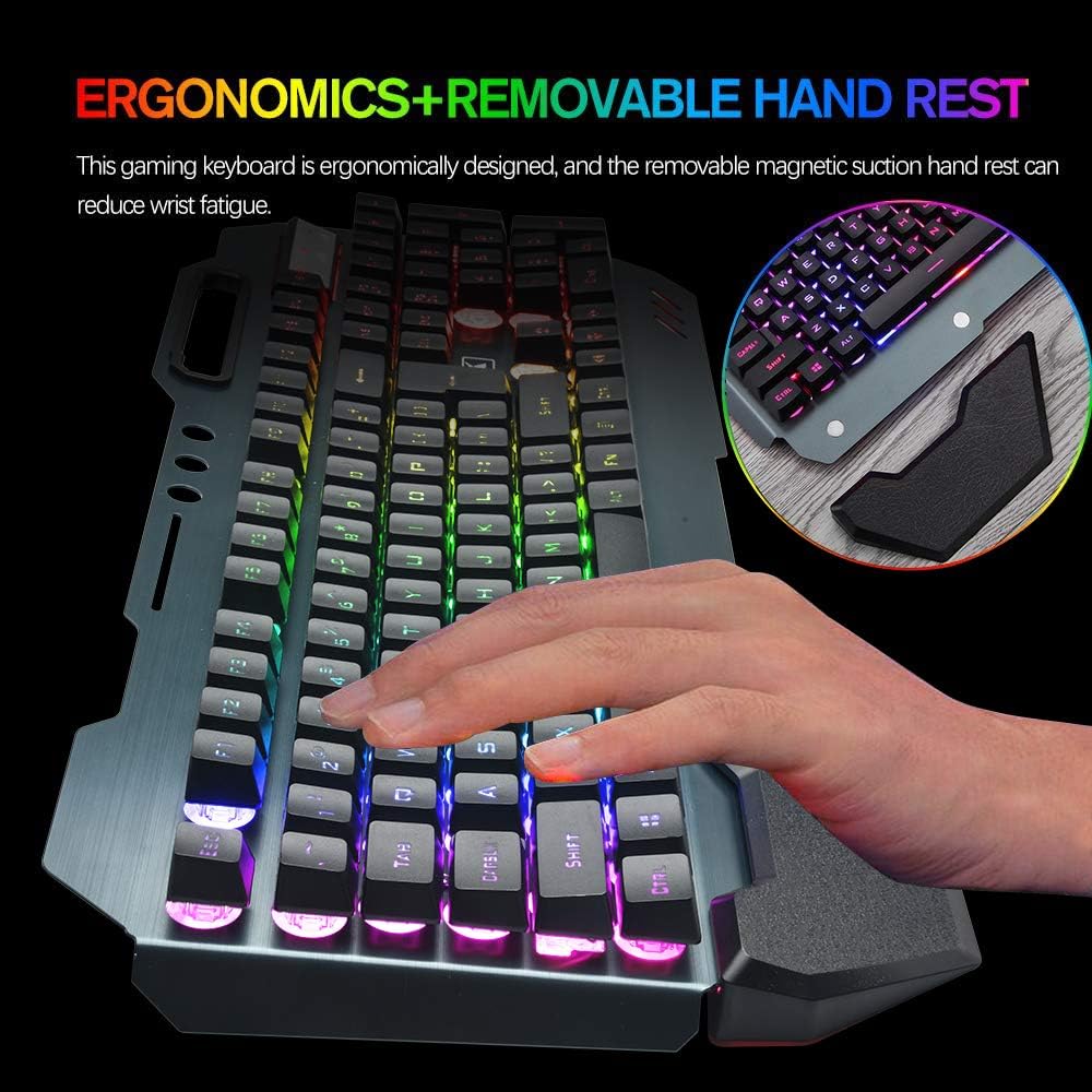 Wireless Gaming Membrane Keyboard Mouse and Bluetooth Headset Kit-Black RGB