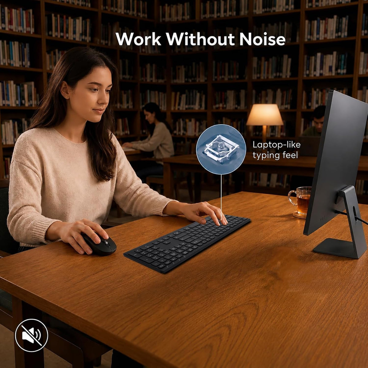 Wireless Keyboard and Mouse Combo, Multi-Device, Silent (Black)