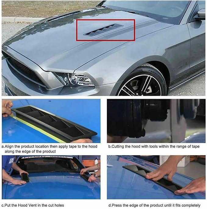 2Pcs Car Hood Vent Trim Louver Air Flow Intake Universal Compatible
