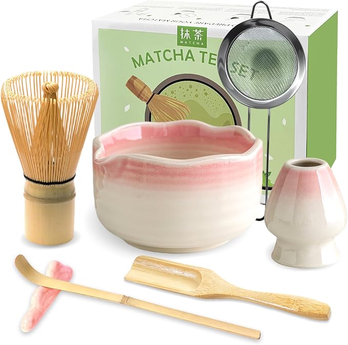 JBER Matcha Whisk Set, Handmade Whisk 100 Prongs, Sifter