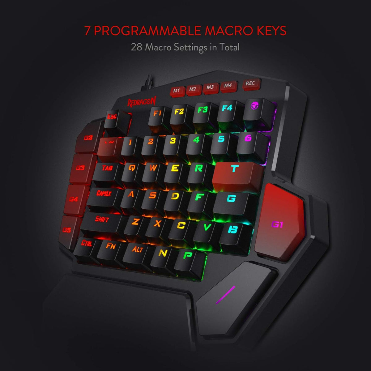 Redragon K585 Wired One-Handed RGB Gaming Keypad, Tactical 42-Key Layout