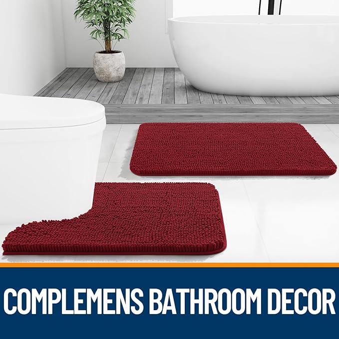 OLANLY Bathroom Rugs 36x24, Extra Soft Absorbent Chenille Bath Rugs, Rubber