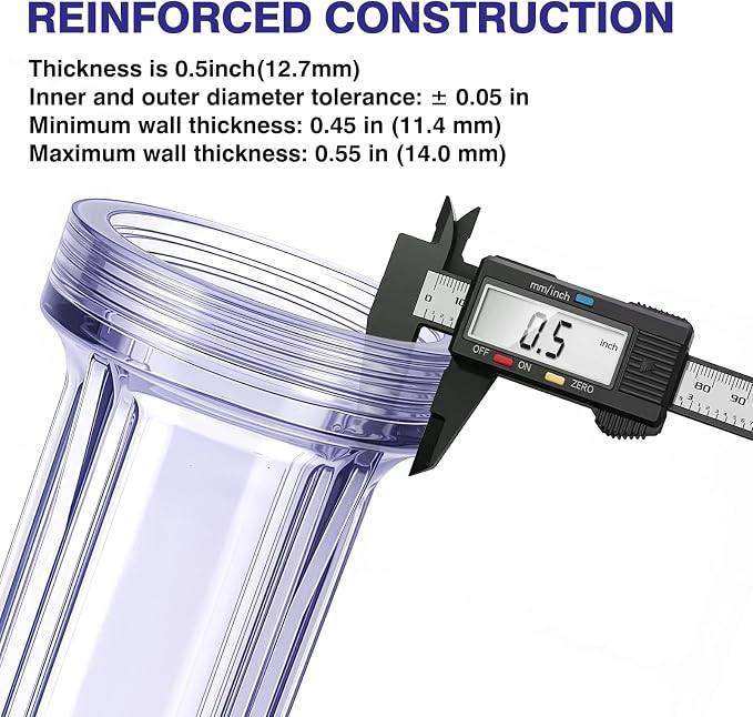Geekpure 10-Inch Whole House Slim Water Filter Housing