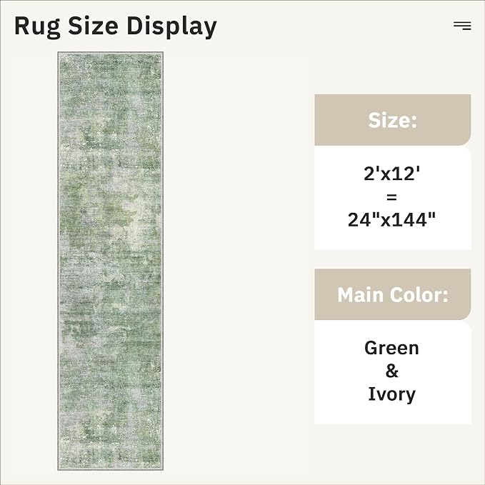 Soalmost Runner Rug 2x12 Washable Non-Slip Hallway Runner Rugs