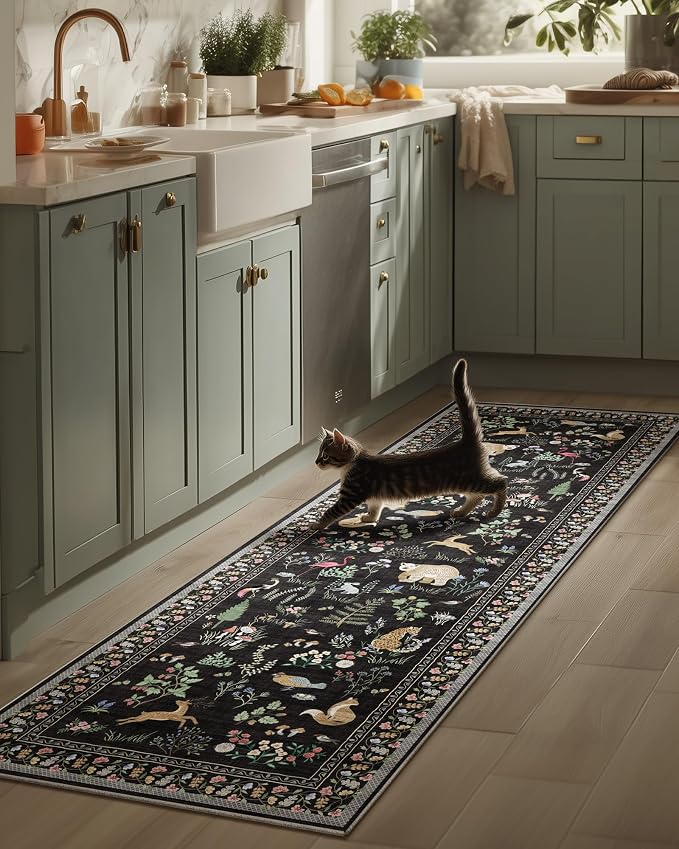 Machine Washable Kitchen Runner Rugs: 2'x6' Entryway Rug Non Slip Low Pile
