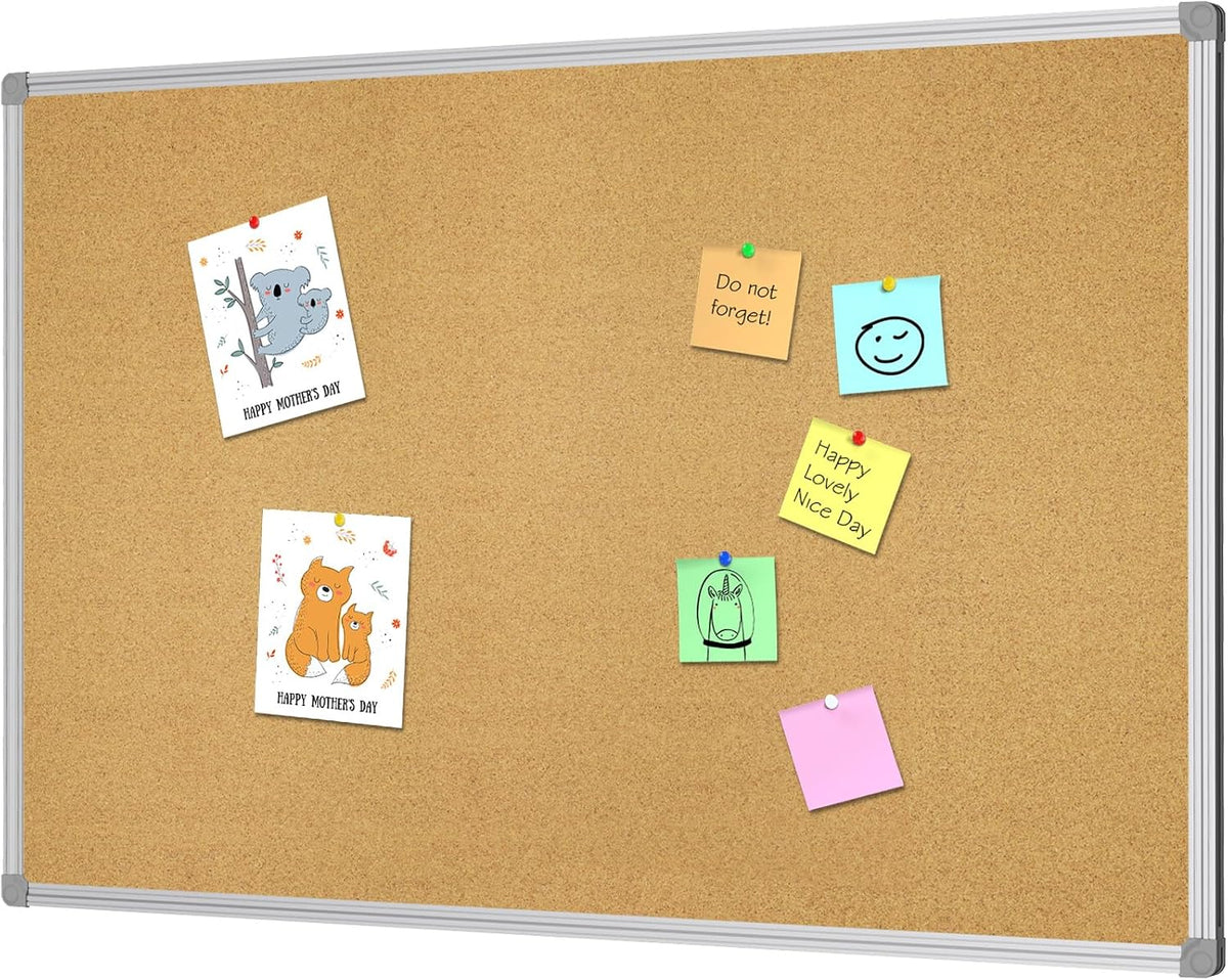 Lockways Cork Board 36" x 24" Bulletin Board, Double Sided Corkboard