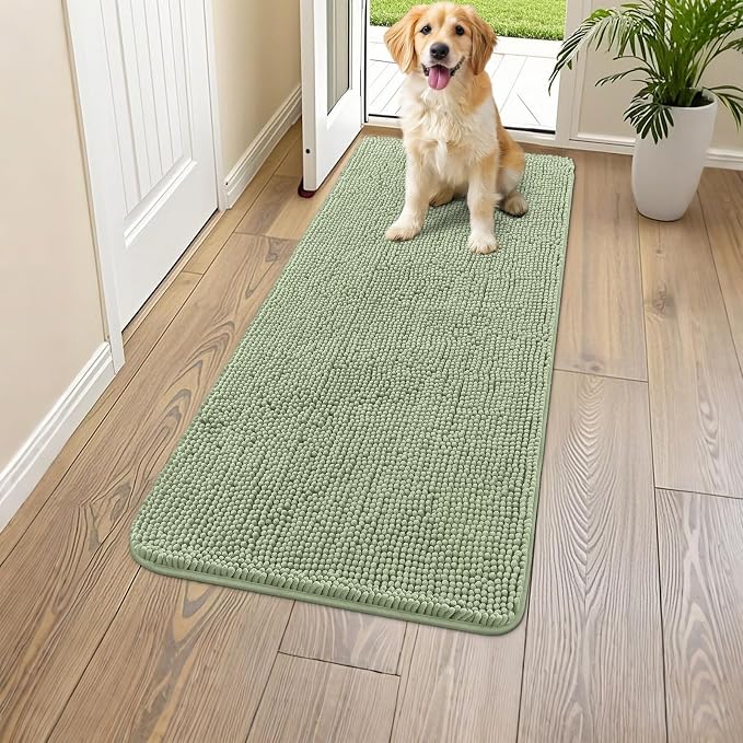 Smiry Dog Door Mat for Muddy Paws 47x24, Absorbent Dirt Trapper, Non-Slip