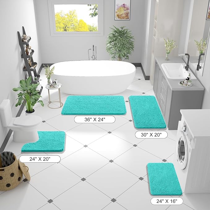OLANLY Large Bathroom Rugs 70x46, Extra Soft Absorbent Chenille Bath Rugs