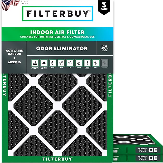 Filterbuy 20x23x1 Air Filter MERV 10 Odor & Allergy Defense