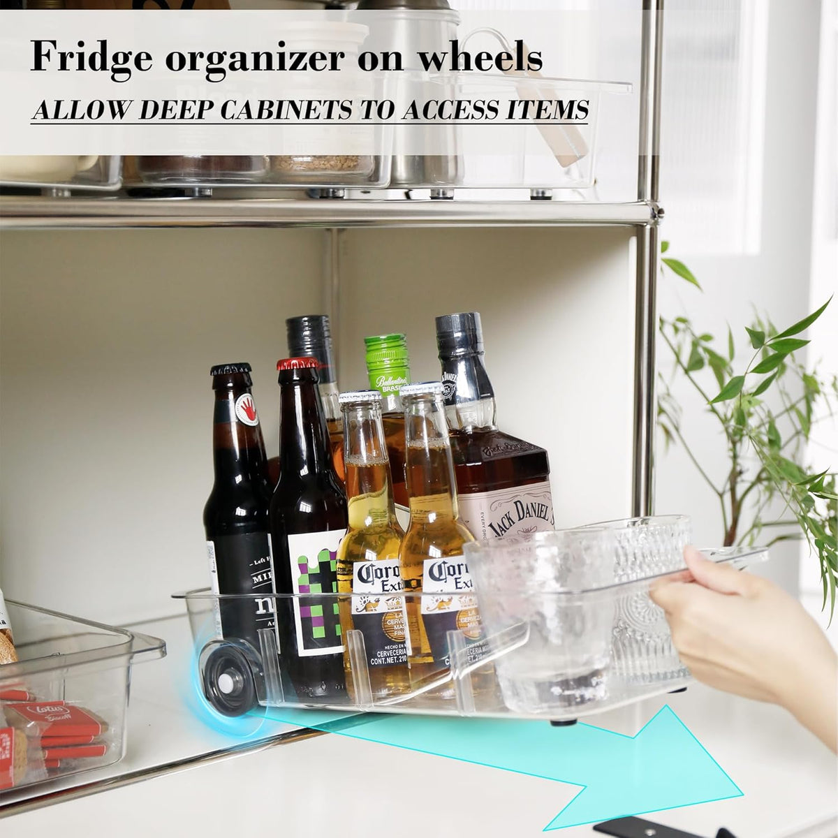 LXLXXL Fridge Organizer and Storage Drawer Rolling Refrigerator Bins,3 Pack