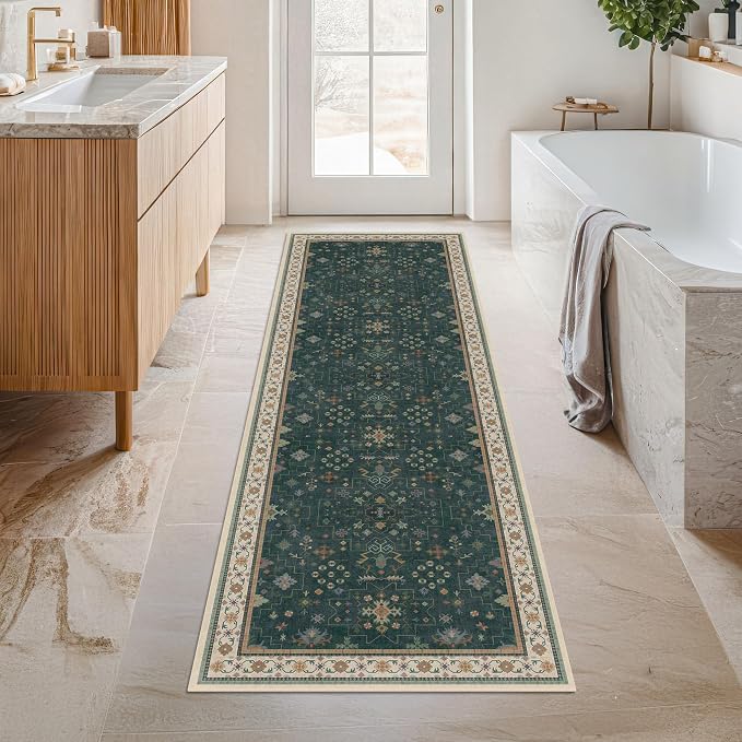Hazo Haus Dark Green 2x6 Kitchen Rug