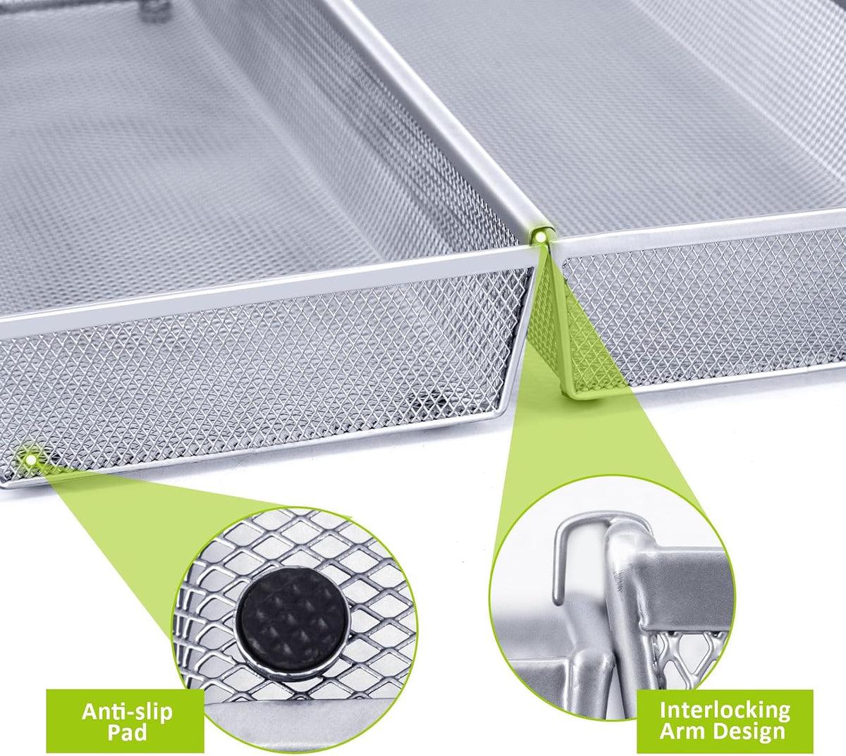 Neudeco Silverware Drawer Organizer, Pack 5, Silver