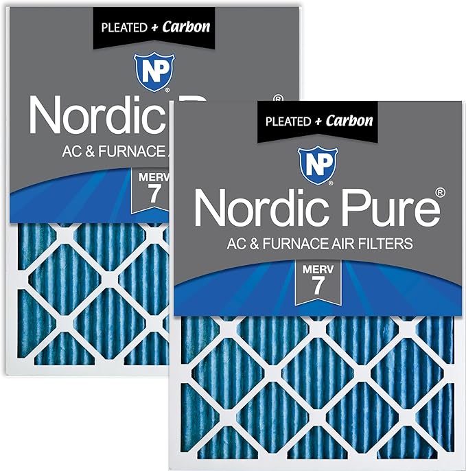 Nordic Pure 12x12x1 Pleated Air Filters MERV 7 Plus Carbon 2 Pack