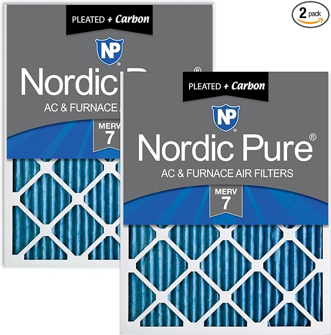Nordic Pure 18x24x1 Pleated Air Filters MERV 7 Plus Carbon 2 Pack