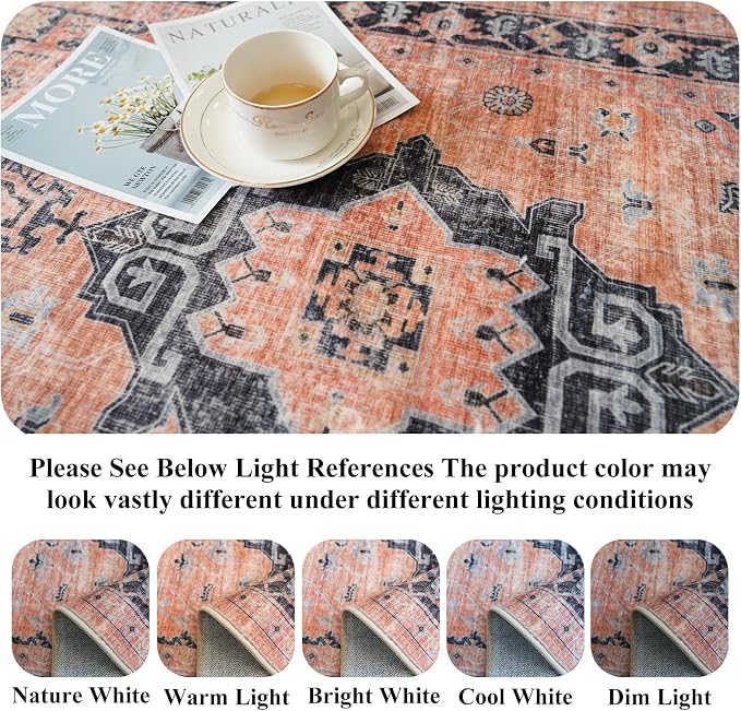 Washable 2x5 Hallway Runner Rug: Indoor Vintage Water Resistant Kitchen