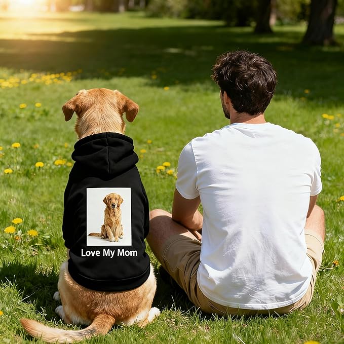 Custom Dog Hoodie, Personalized Sweatshirt with Photo Text Name Logo, Customized Hooded Sweater for Small Medium Large Dogs & Cats (Black, XXX-Large)
