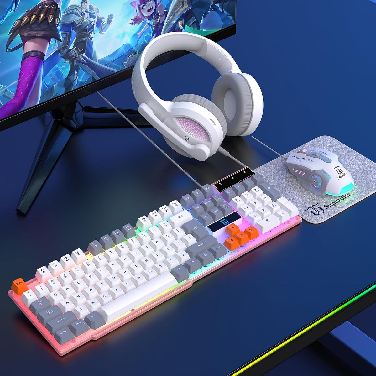 DGG Gaming Keyboard and Mouse, Headphones, Mouse pad Combo for PC Gamers