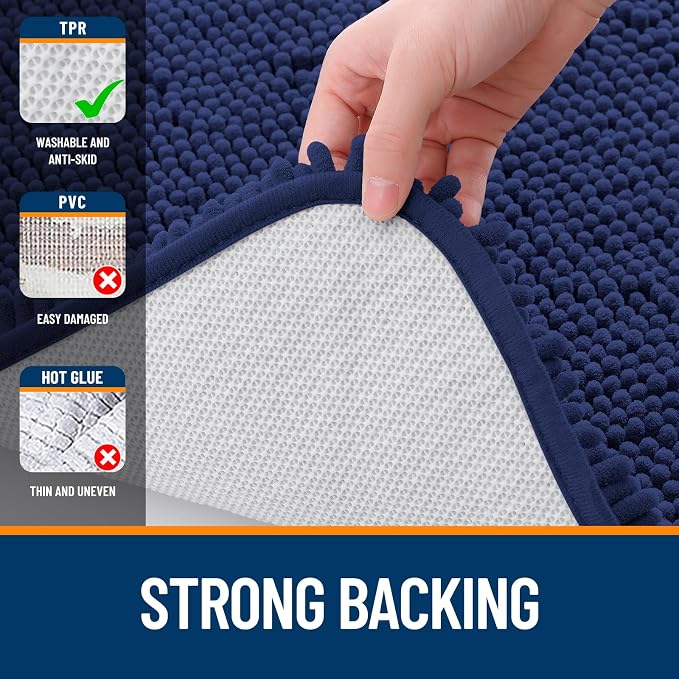 OLANLY Bathroom Rugs 30x20, Extra Soft Absorbent Chenille Bath Rugs, Rubber