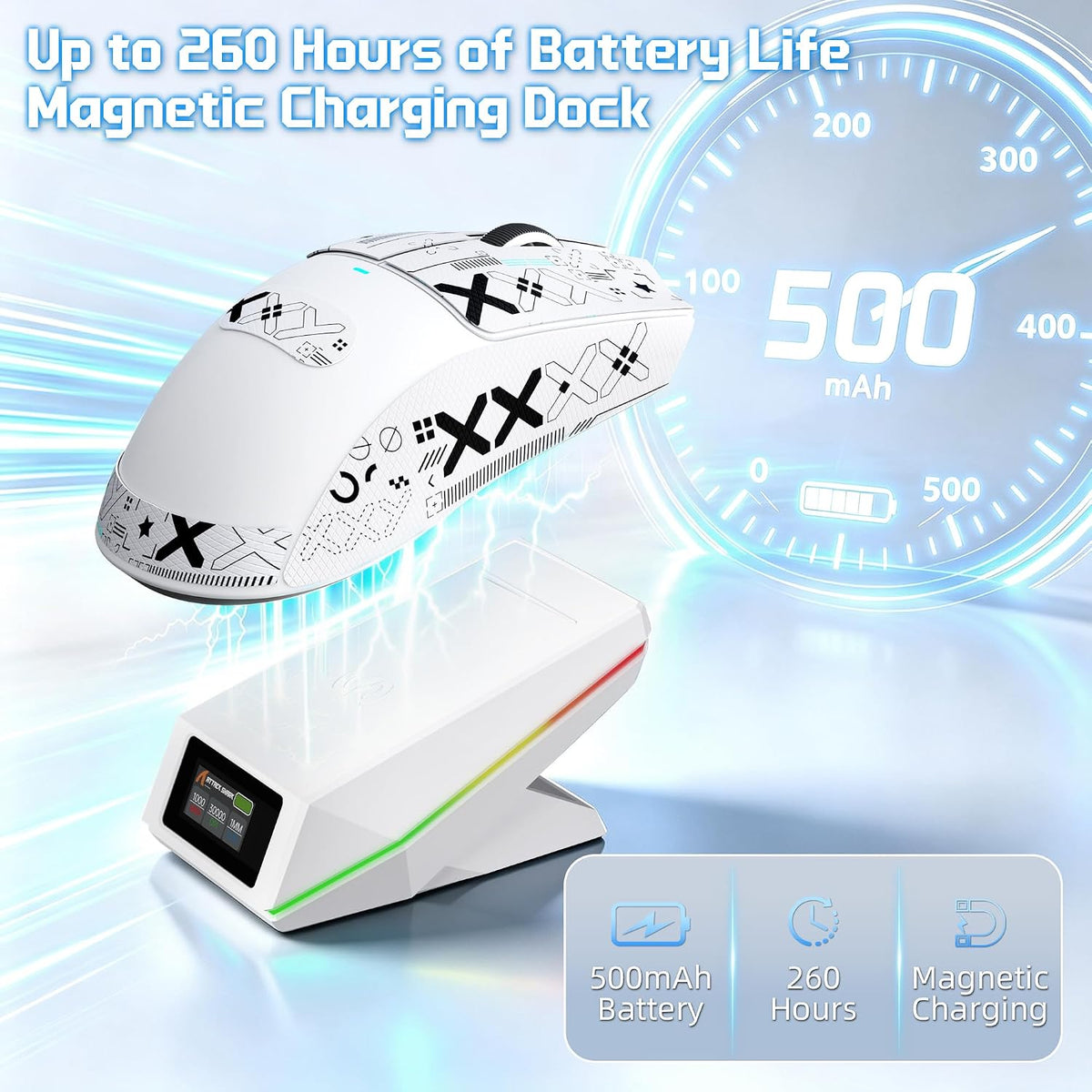 ATTACK SHARK X11PRO V2 Tri Mode Lightweight Wireless Gaming Mouse-White
