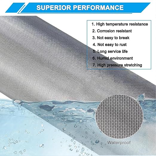 Stainless Steel Mesh Screen 8Mesh 304, 15.7" x 147" Metal Mesh Screen, Rust