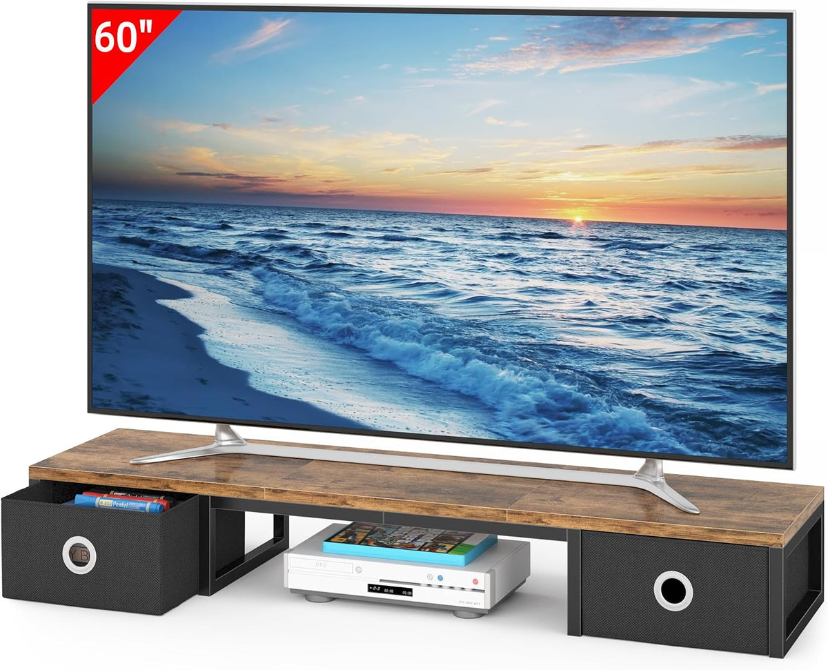 YAOHUOO 45" Large TV Riser with Fabric Drawers for 32-60 inch TV