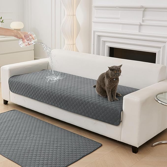 Waterproof Pet Couch Covers for Sofa Non Slip Sofa Cover for 2 Cushion Couch Absorbent Quick Dry Soft Dog Bed Cover Washable Furniture Protector (Brown,36"x59")