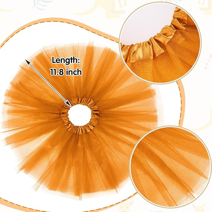 Zhanmai Mardi Gras Costume Kangaroo Costume Set Party Accessories Cosplay Outfit Kit Animal Tutu Skirt Ears Headband Bowtie Tail Nose (Dark Yellow)