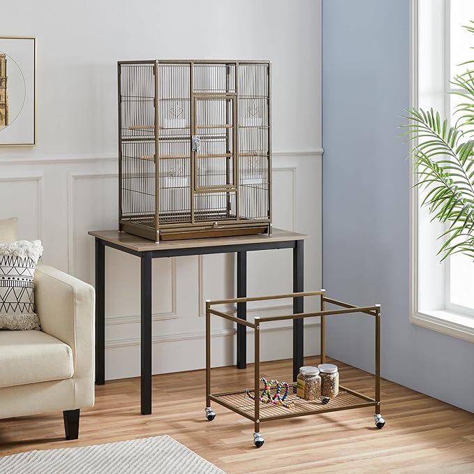 Topeakmart 53.5inch Large Bird Cage Metal Mobile Parrot Cage for Canary Pacific Parrotlet Lovebird Budgie Caique Senegal Green-cheeked Conure, Palmer Green