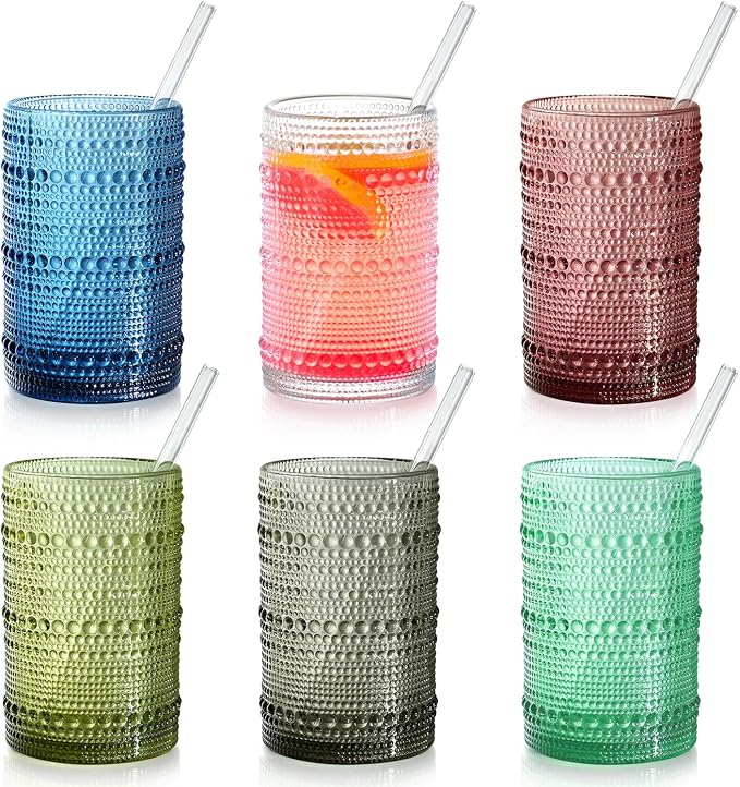 15 oz Colored Hobnail Drinking Glasses