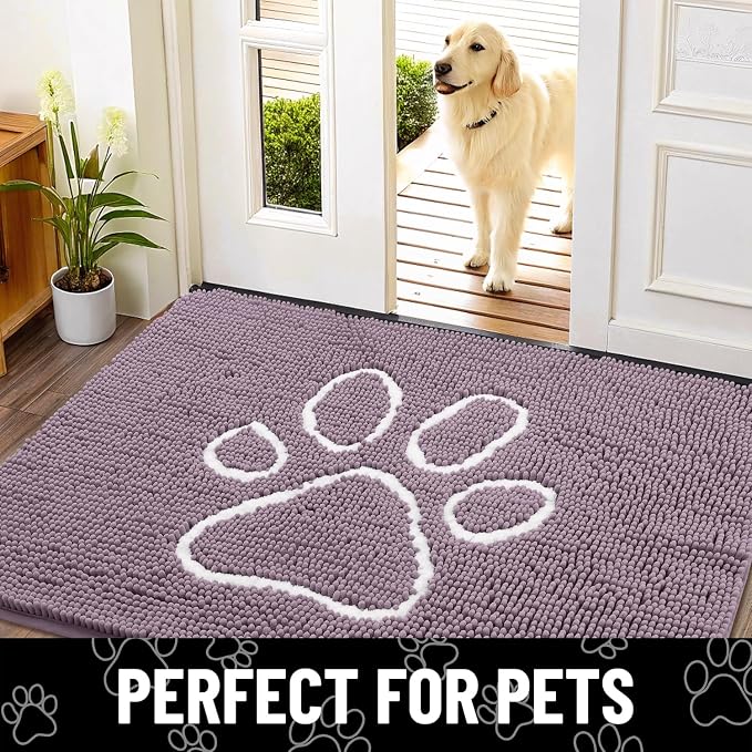Smiry Dog Door Mat for Muddy Paws, Absorbent Dirt Trapper Non Slip Quick Dry