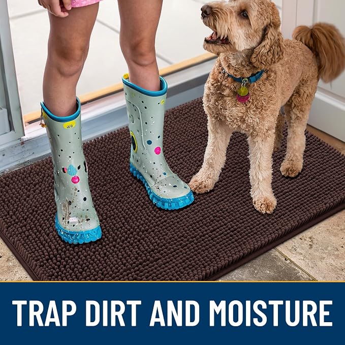 Smiry Dog Door Mat for Muddy Paws 48x30, Absorbent Dirt Trapper, Non-Slip